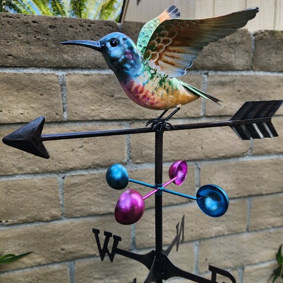 60" Weathervane Metal Hummingbird-PURPLE CORONET Stake, Yard Art, Garden Decor - Picture 3 of 3